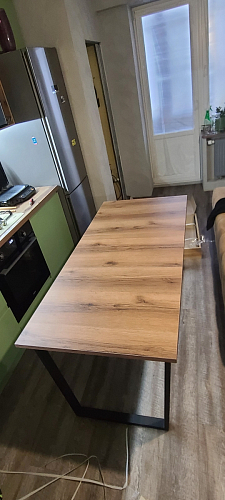 Стол Лота Лофт 140 25 мм черный матовый / дуб вотан фото покупателя 348