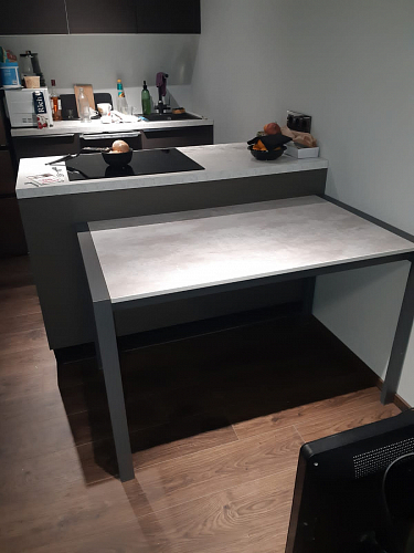 Стол Центавр 120(160)х70х75 файерстоун / черный матовый фото покупателя 83