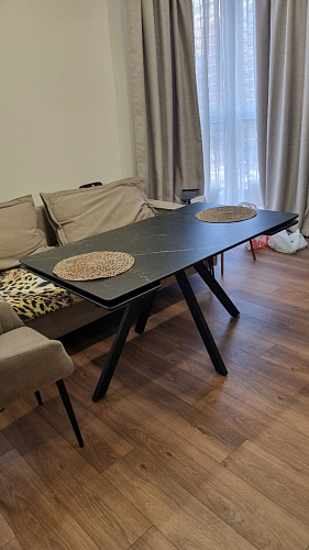 Керамический стол Вилли 140(200)х80 серый мрамор larka grey / черный фото покупателя 49