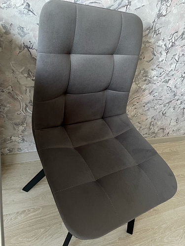 Стул на металлокаркасе Чилли К светло-серый велюр / черный каркас фото покупателя 454