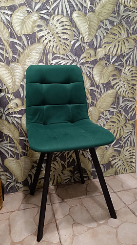 Стул на металлокаркасе Чилли К черный / зеленый фото покупателя 35