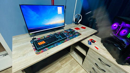 Компьютерный стол КСТ-109П правый дуб сонома / белый фото покупателя 9