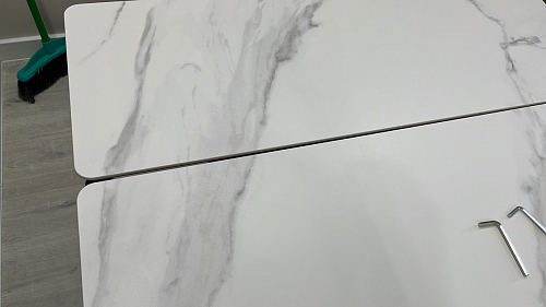 Керамический стол Вилли 140(200)х80 белый мрамор snow white / черный фото покупателя 61