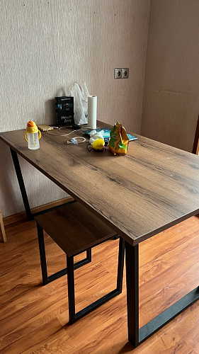 Деревянный стол Лота Лофт 140х80 черный матовый / бетон светлый фото покупателя 272