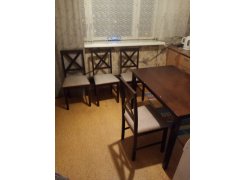 Обеденная группа Хадсон Hudson Dining Set pure white белый 2-1 / ткань коричнево-золотая 1505 фото покупателя 5