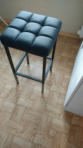 Барный стул Лофт кожзам темно-серый / черный матовый фото покупателя 176