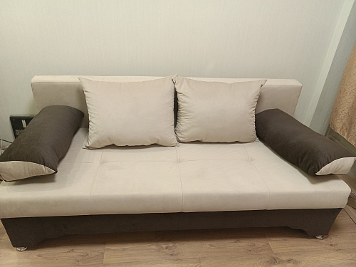 Диван Ник-2 рогожка бежевый / коричневый фото покупателя 1