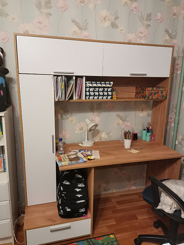 Письменный стол Лайт 03.243 дуб золотой (craft) / белый премиум фото покупателя 121