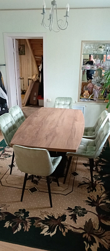 Стол на тумбе Эудес дуб галифакс табак / черный фото покупателя 23