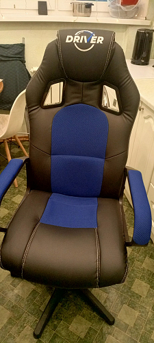 Компьютерное кресло Driver/Драйвер кожзам черный / ткань синий фото покупателя 133