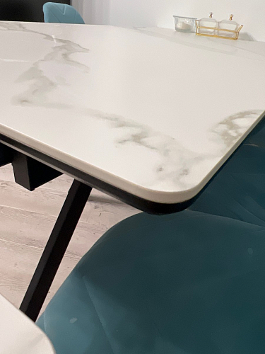 Керамический стол Вилли 140(200)х80 белый мрамор snow white / черный фото покупателя 34