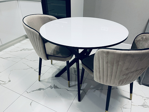 Стеклянный стол DikLine RS90 крем / белый фото покупателя 8