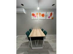 Деревянный стол Барон О 180 х 90 белая пленка шагрень / черный фото покупателя 9