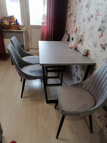 Стол Лота Лофт 140 25 мм черный матовый / бетон фото покупателя 300