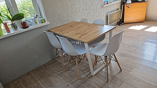 Деревянный стол Лота Лофт 120х75 белый матовый / дуб крафт золотой фото покупателя 837