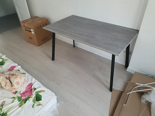 Стол Тринити Лофт 120 32 мм бетон / черный матовый фото покупателя 635