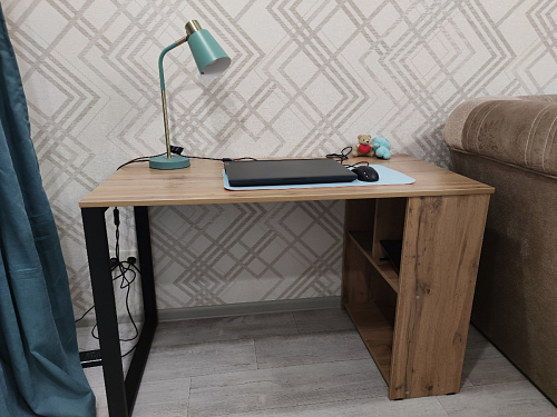 Письменный стол Битти Лофт 116х60х75 дуб вотан / белый матовый фото покупателя 18