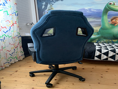 Компьютерное кресло Driver/Драйвер кожзам черный / ткань синий фото покупателя 97