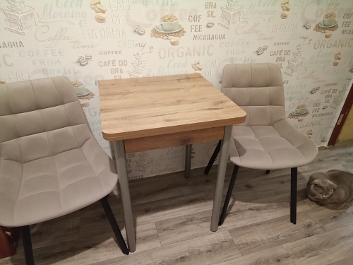 Стул на металлокаркасе Челси бежевый / черный фото покупателя 73