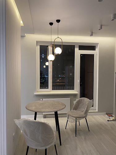 Деревянный стол Абилин 90х76 светло-серый / черный матовый фото покупателя 8