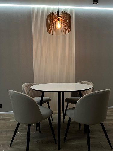 Стеклянный стол Абилин 100(140)х100х76 мрамор черный / черный матовый фото покупателя 71