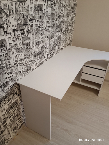 Письменный стол СПм-25 правый белый  - Уцененный экземпляр фото покупателя 26