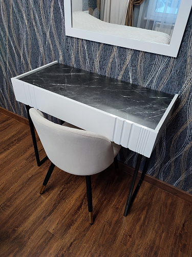 Стул на металлокаркасе Gabi 1 light blue / black / gold фото покупателя 420