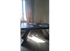 Керамический стол Ливи 140(200)х80х78 белый мрамор / черный фото покупателя 1