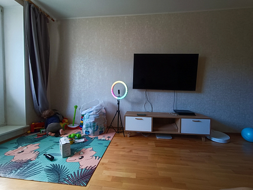 ТВ-тумба Эго Т-3 на ножках бетон светлый / белый глянец фото покупателя 46