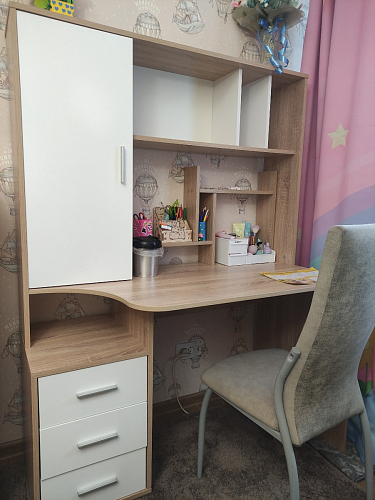 Компьютерный стол КСТ-16 левый дуб сонома / белый фото покупателя 119