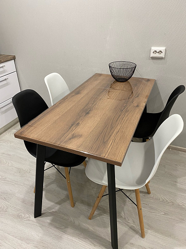 Стол Тринити Лофт 120 32 мм дуб галифакс табако / черный матовый фото покупателя 26