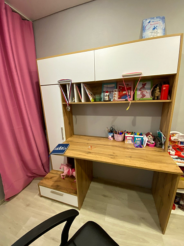 Письменный стол Лайт 03.243 дуб золотой (craft) / белый премиум фото покупателя 184