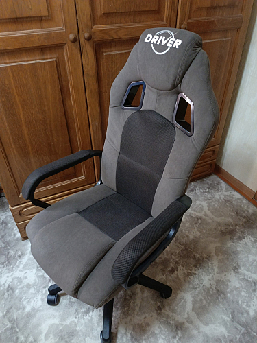 Компьютерное кресло Driver/Драйвер кожзам черный / ткань синий фото покупателя 34