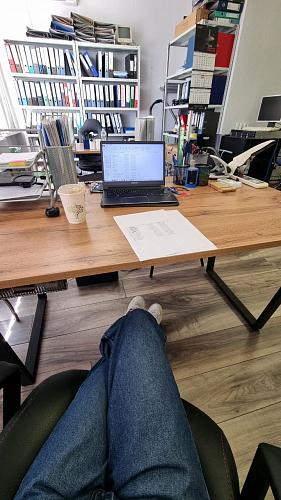 Стол Лота Лофт 140 25 мм черный матовый / дуб вотан фото покупателя 1014