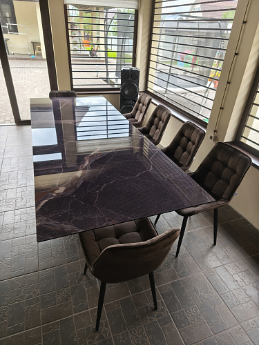 Стеклянный стол Монерон 200(260)х100х77 мейджик / орех кантри фото покупателя 7