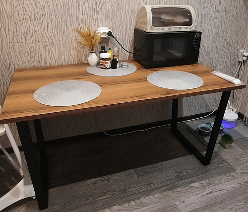 Деревянный стол Лота Лофт 140х80 черный матовый / бетон светлый фото покупателя 2