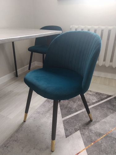 Стул на металлокаркасе Gabi 1 light blue / black / gold фото покупателя 204