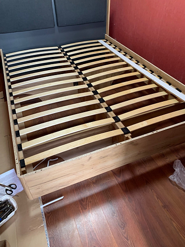 Двуспальная кровать Клауд 160х200 парящая дуб крафт золотой / антрацит фото покупателя 572