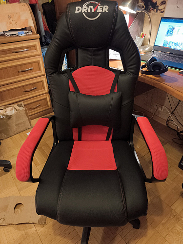 Компьютерное кресло Driver/Драйвер кожзам черный / ткань синий фото покупателя 124