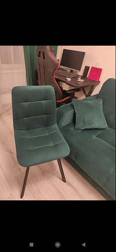 Стул на металлокаркасе Чилли зеленый / черный фото покупателя 971