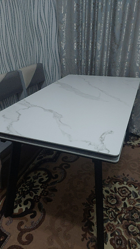 Керамический стол Норман 140(200)х80х75 белый мрамор alpin white / черный фото покупателя 43