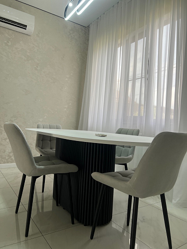 Деревянный стол Барон О 160 х 90 белая пленка шагрень / черный фото покупателя 59