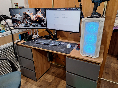 Письменный стол Элла ПС 02 серый графит 0162 / дуб крафт золото фото покупателя 8