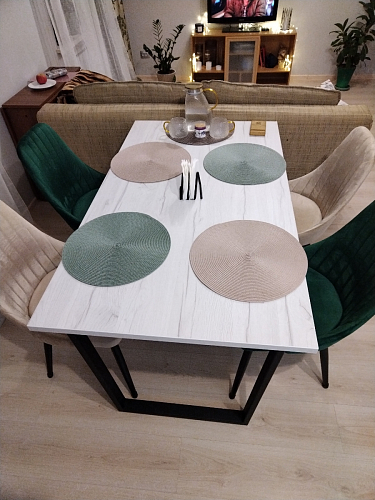 Деревянный стол Лота Лофт 120х75 белый матовый / дуб крафт золотой фото покупателя 522