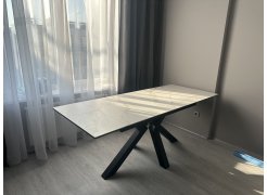 Керамический стол Бронхольм 140(200)х80х77 белый мрамор / черный фото покупателя 1