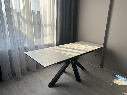 Керамический стол Бронхольм 140(200)х80х77 белый мрамор / черный фото покупателя 1