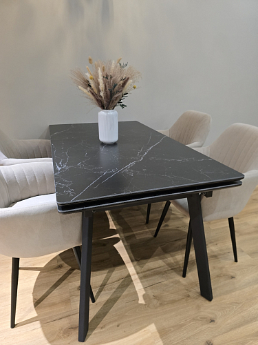 Керамический стол Норман 140(200)х80 серый мрамор larka grey / черный фото покупателя 11