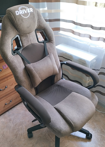 Компьютерное кресло Driver/Драйвер кожзам черный / ткань синий фото покупателя 43