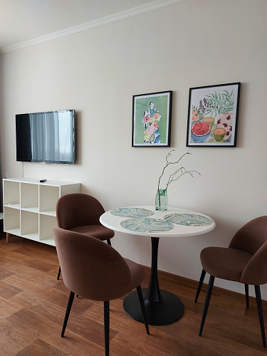 Стол Тулип 80х73 мрамор черный / белый фото покупателя 61