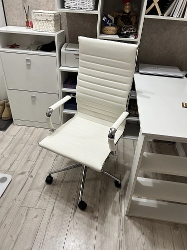Компьютерное кресло Reus pu white / chrome фото покупателя 3